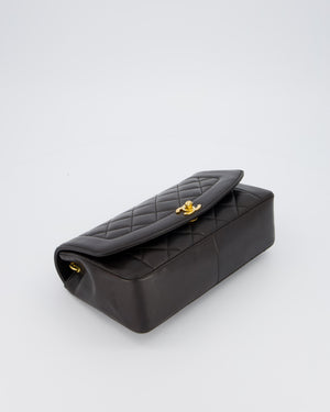 Chanel Vintage Espresso Brown Medium Diana Flap Bag in Lambskin Leather with 24K Gold Hardware