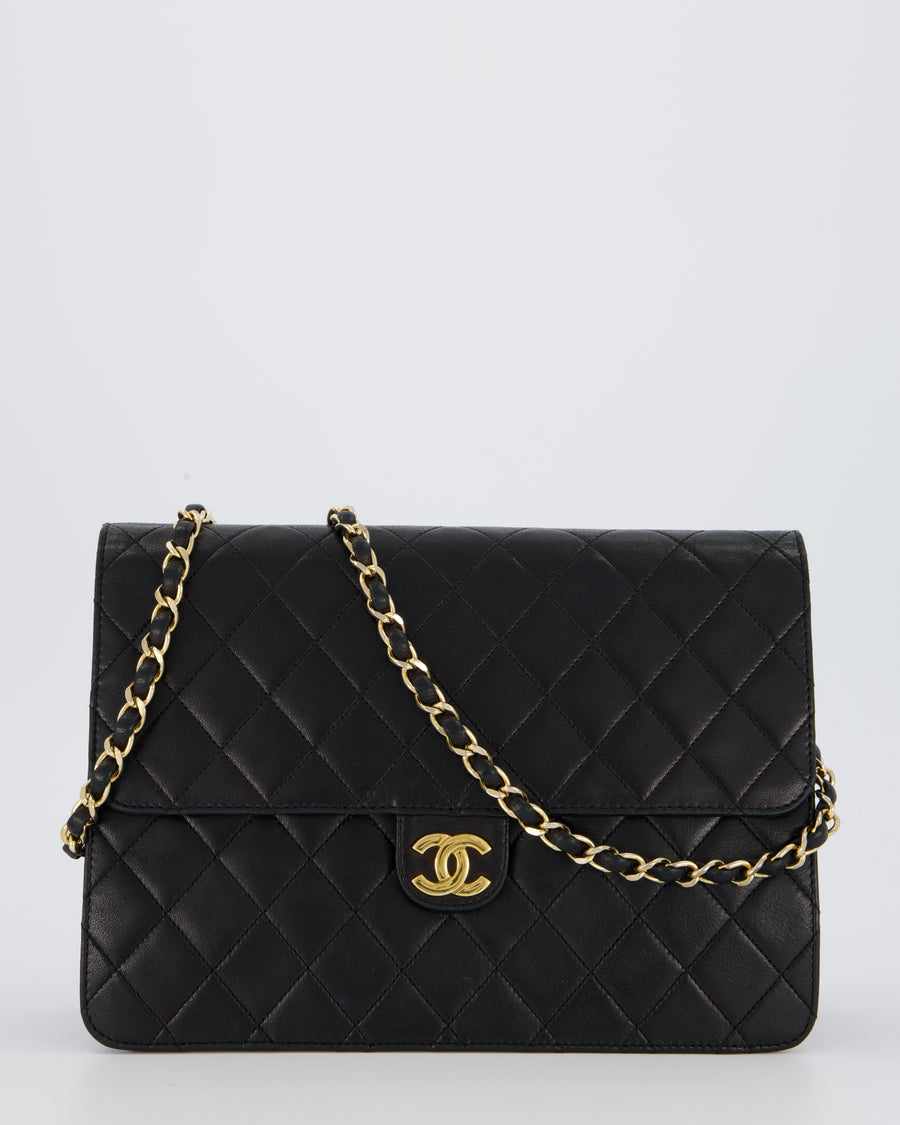 Chanel Medium Pushlock Bag with Chain Strap in Lambskin Leather with 24K Gold Hardware