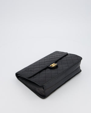 Chanel Medium Pushlock Bag with Chain Strap in Lambskin Leather with 24K Gold Hardware