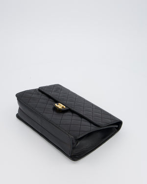 Chanel Medium Pushlock Bag with Chain Strap in Lambskin Leather with 24K Gold Hardware