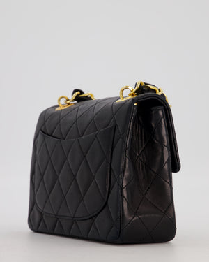 Chanel Black Mini Square Top Handle Bag in Lambskin Leather with 24K Gold Hardware