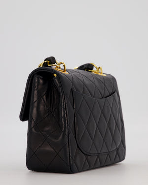 Chanel Black Mini Square Top Handle Bag in Lambskin Leather with 24K Gold Hardware
