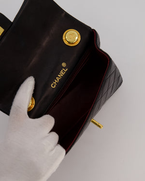 Chanel Black Mini Square Top Handle Bag in Lambskin Leather with 24K Gold Hardware