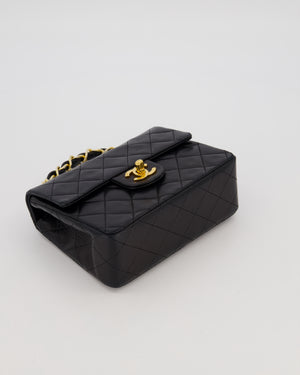 Chanel Black Mini Square Top Handle Bag in Lambskin Leather with 24K Gold Hardware
