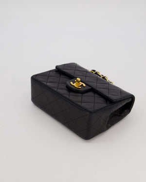 Chanel Black Mini Square Top Handle Bag in Lambskin Leather with 24K Gold Hardware
