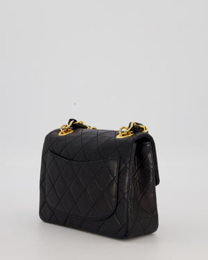 Chanel Black Mini Square Top Handle Bag in Lambskin Leather with 24K Gold Hardware