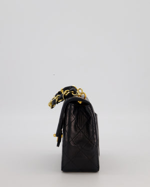 Chanel Black Mini Square Top Handle Bag in Lambskin Leather with 24K Gold Hardware
