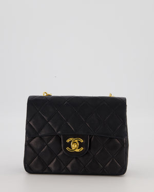 Chanel Black Mini Square Top Handle Bag in Lambskin Leather with 24K Gold Hardware