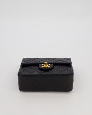 Chanel Black Mini Square Top Handle Bag in Lambskin Leather with 24K Gold Hardware