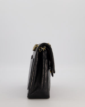 *AMAZING CONDITION* Chanel Black Square Vintage Medium Classic Double Flap Bag in Lambskin Leather with 24K Gold Hardware