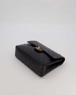 *AMAZING CONDITION* Chanel Black Square Vintage Medium Classic Double Flap Bag in Lambskin Leather with 24K Gold Hardware