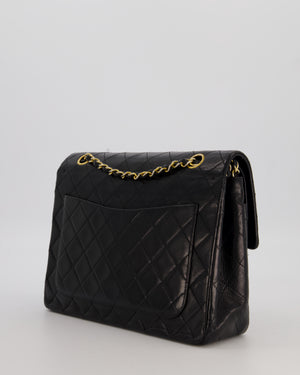 *AMAZING CONDITION* Chanel Black Square Vintage Medium Classic Double Flap Bag in Lambskin Leather with 24K Gold Hardware
