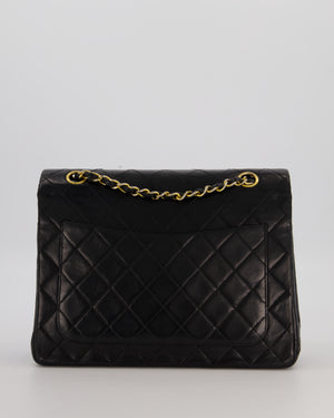 *AMAZING CONDITION* Chanel Black Square Vintage Medium Classic Double Flap Bag in Lambskin Leather with 24K Gold Hardware