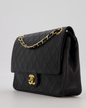 Chanel Black Vintage Medium Classic Double Flap Bag in Lambskin Leather with 24K Gold Hardware