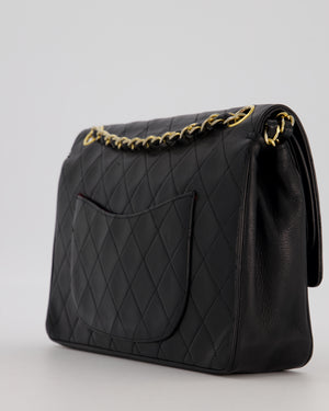 Chanel Black Vintage Medium Classic Double Flap Bag in Lambskin Leather with 24K Gold Hardware