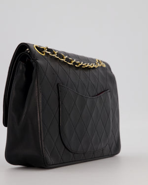Chanel Black Vintage Medium Classic Double Flap Bag in Lambskin Leather with 24K Gold Hardware