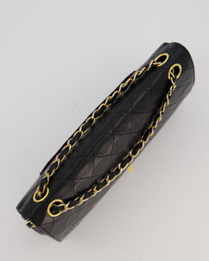 Chanel Black Vintage Medium Classic Double Flap Bag in Lambskin Leather with 24K Gold Hardware