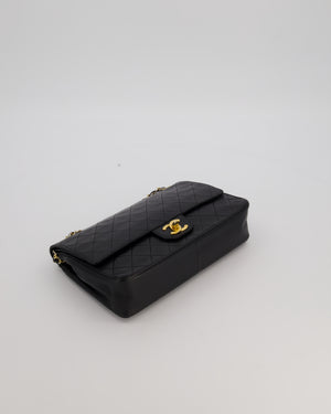 Chanel Black Vintage Medium Classic Double Flap Bag in Lambskin Leather with 24K Gold Hardware