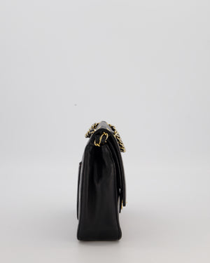 Chanel Black Vintage Medium Classic Double Flap Bag in Lambskin Leather with 24K Gold Hardware