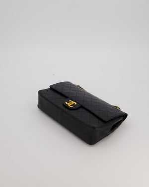 Chanel Black Vintage Medium Classic Double Flap Bag in Lambskin Leather with 24K Gold Hardware