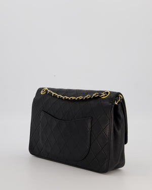 Chanel Black Vintage Medium Classic Double Flap Bag in Lambskin Leather with 24K Gold Hardware