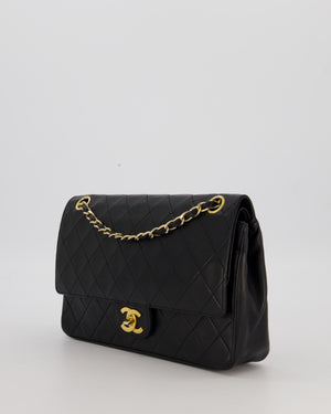 Chanel Black Vintage Medium Classic Double Flap Bag in Lambskin Leather with 24K Gold Hardware