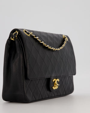 Chanel Black Vintage Medium Classic Double Flap Bag in Lambskin Leather with 24K Gold Hardware