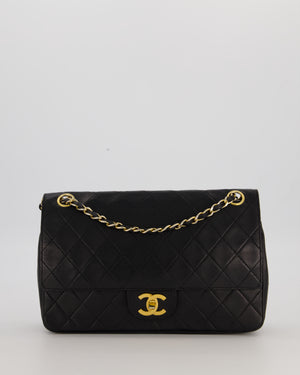 Chanel Black Vintage Medium Classic Double Flap Bag in Lambskin Leather with 24K Gold Hardware