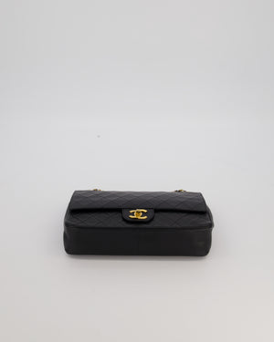 Chanel Black Vintage Medium Classic Double Flap Bag in Lambskin Leather with 24K Gold Hardware