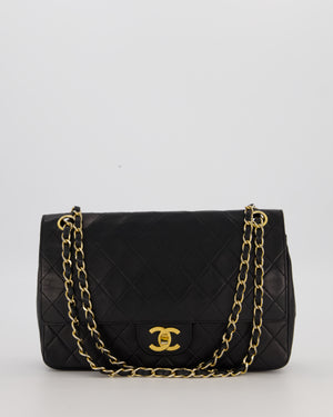 Chanel Black Vintage Medium Classic Double Flap Bag in Lambskin Leather with 24K Gold Hardware