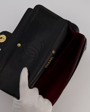 Chanel Black Vintage Medium Classic Double Flap Bag in Lambskin Leather with 24K Gold Hardware