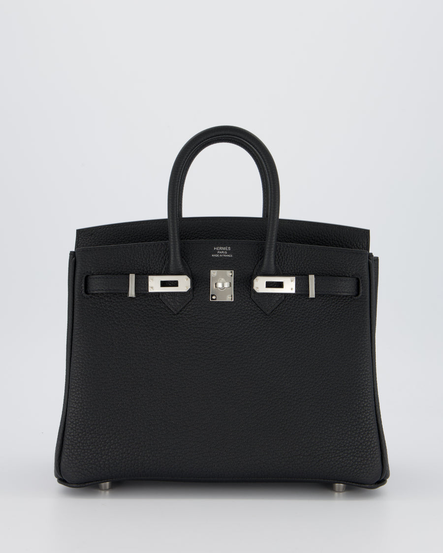 *VERY RARE* Hermès Birkin 25 Retourne Bag in Noir Togo Leather with Palladium Hardware