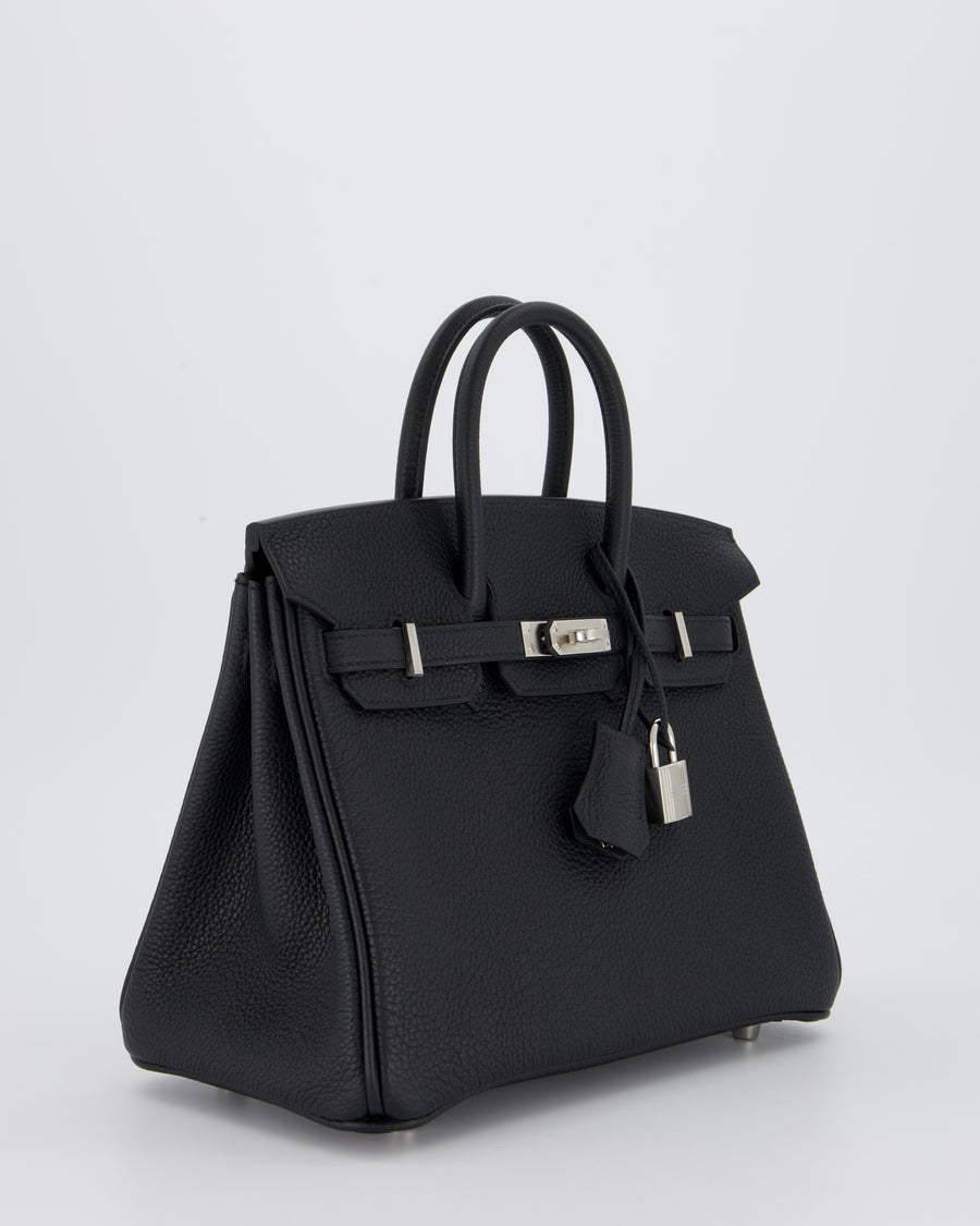 *VERY RARE* Hermès Birkin 25 Retourne Bag in Noir Togo Leather with Palladium Hardware