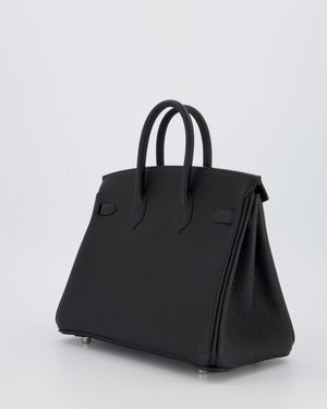 *VERY RARE* Hermès Birkin 25 Retourne Bag in Noir Togo Leather with Palladium Hardware