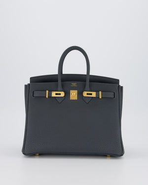 *RARE* Hermès Birkin 25 Retourne Bag in Gris Misty Togo Leather with Gold Hardware