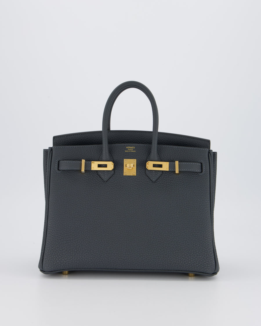 *RARE* Hermès Birkin 25 Retourne Bag in Gris Misty Togo Leather with Gold Hardware