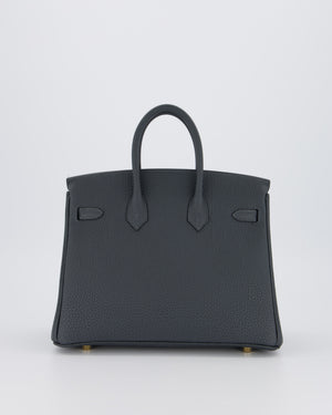 *RARE* Hermès Birkin 25 Retourne Bag in Gris Misty Togo Leather with Gold Hardware