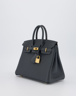 *RARE* Hermès Birkin 25 Retourne Bag in Gris Misty Togo Leather with Gold Hardware