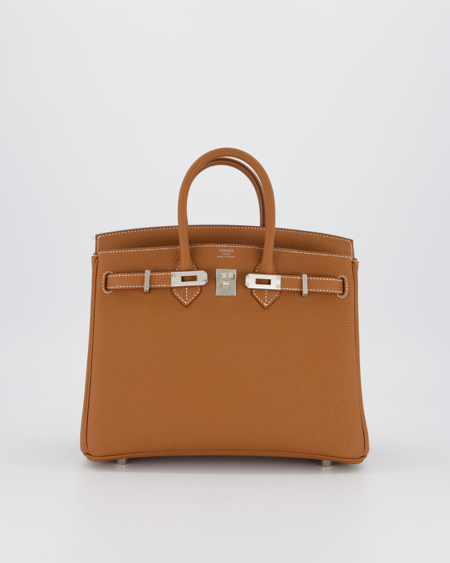 Hermès Birkin 25 Retourne Bag in Gold Togo Leather with Palladium Hardware