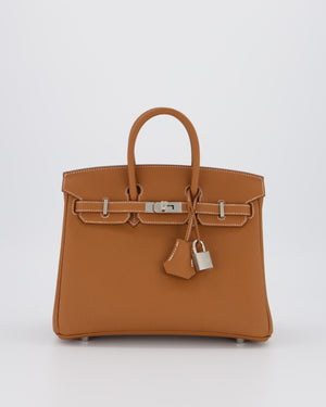 Hermès Birkin 25 Retourne Bag in Gold Togo Leather with Palladium Hardware