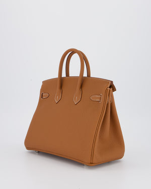 Hermès Birkin 25 Retourne Bag in Gold Togo Leather with Palladium Hardware
