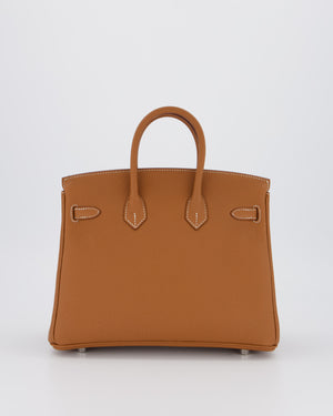 Hermès Birkin 25 Retourne Bag in Gold Togo Leather with Palladium Hardware