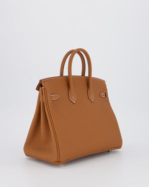 Hermès Birkin 25 Retourne Bag in Gold Togo Leather with Palladium Hardware