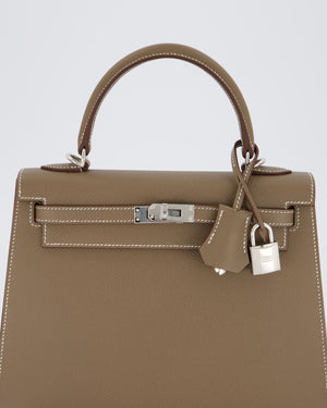 Hermès Kelly 25 Sellier Bag in Etoupe Epsom Leather with Palladium Hardware