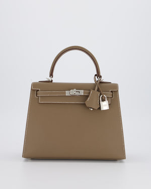 Hermès Kelly 25 Sellier Bag in Etoupe Epsom Leather with Palladium Hardware