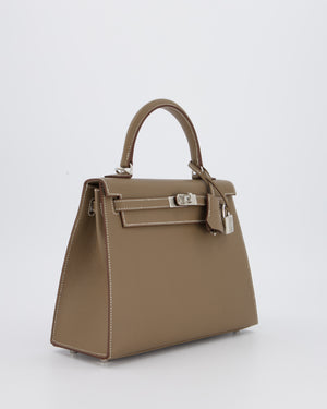 Hermès Kelly 25 Sellier Bag in Etoupe Epsom Leather with Palladium Hardware