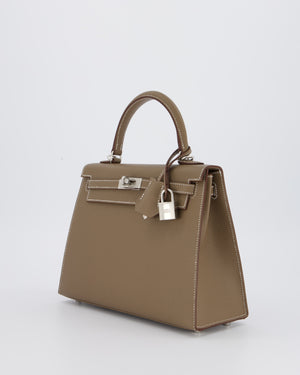 Hermès Kelly 25 Sellier Bag in Etoupe Epsom Leather with Palladium Hardware