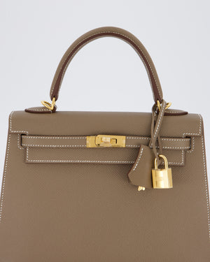 Hermès Kelly 25 Sellier in Etoupe Epsom Leather with Gold Hardware
