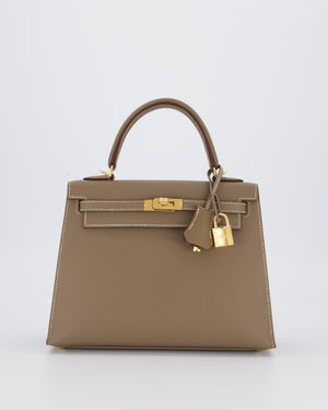Hermès Kelly 25 Sellier in Etoupe Epsom Leather with Gold Hardware