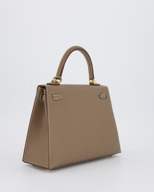 Hermès Kelly 25 Sellier in Etoupe Epsom Leather with Gold Hardware